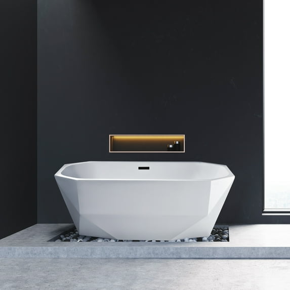 59" Streamline N621BL Freestanding Tub and Tray With Internal Drain