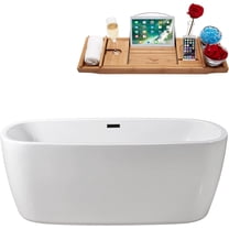 59" Streamline N780BL Soaking Freestanding Tub and Tray With Internal Drain
