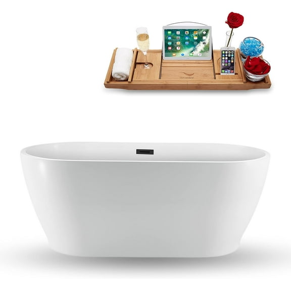 59" Streamline N880BL Freestanding Tub and Tray With Internal Drain
