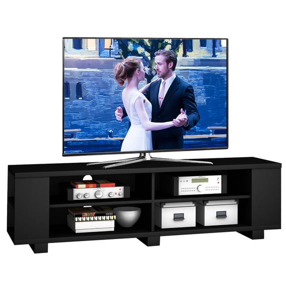 59" TV Stand Wooden Entertainment Media Center Storage Console Black