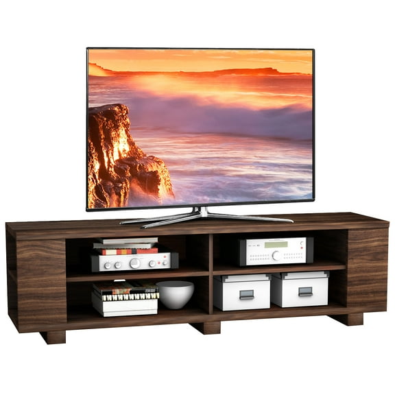 59" TV Stand Wooden Entertainment Media Center Storage Console Walnut