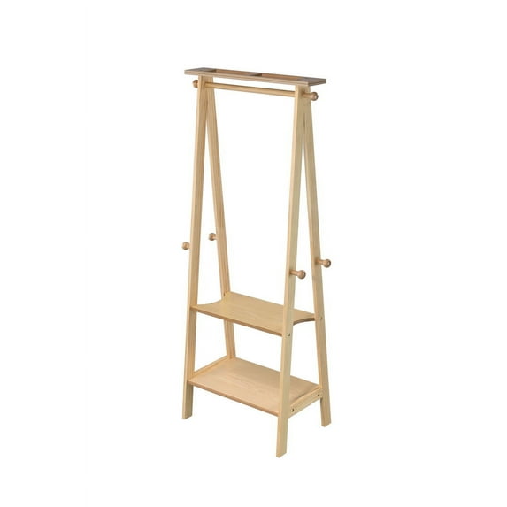 59" Tall Standing Garment,Coat Rack,Natural Finish,Natural Wood Furniture Bedroom Bedroom Storage