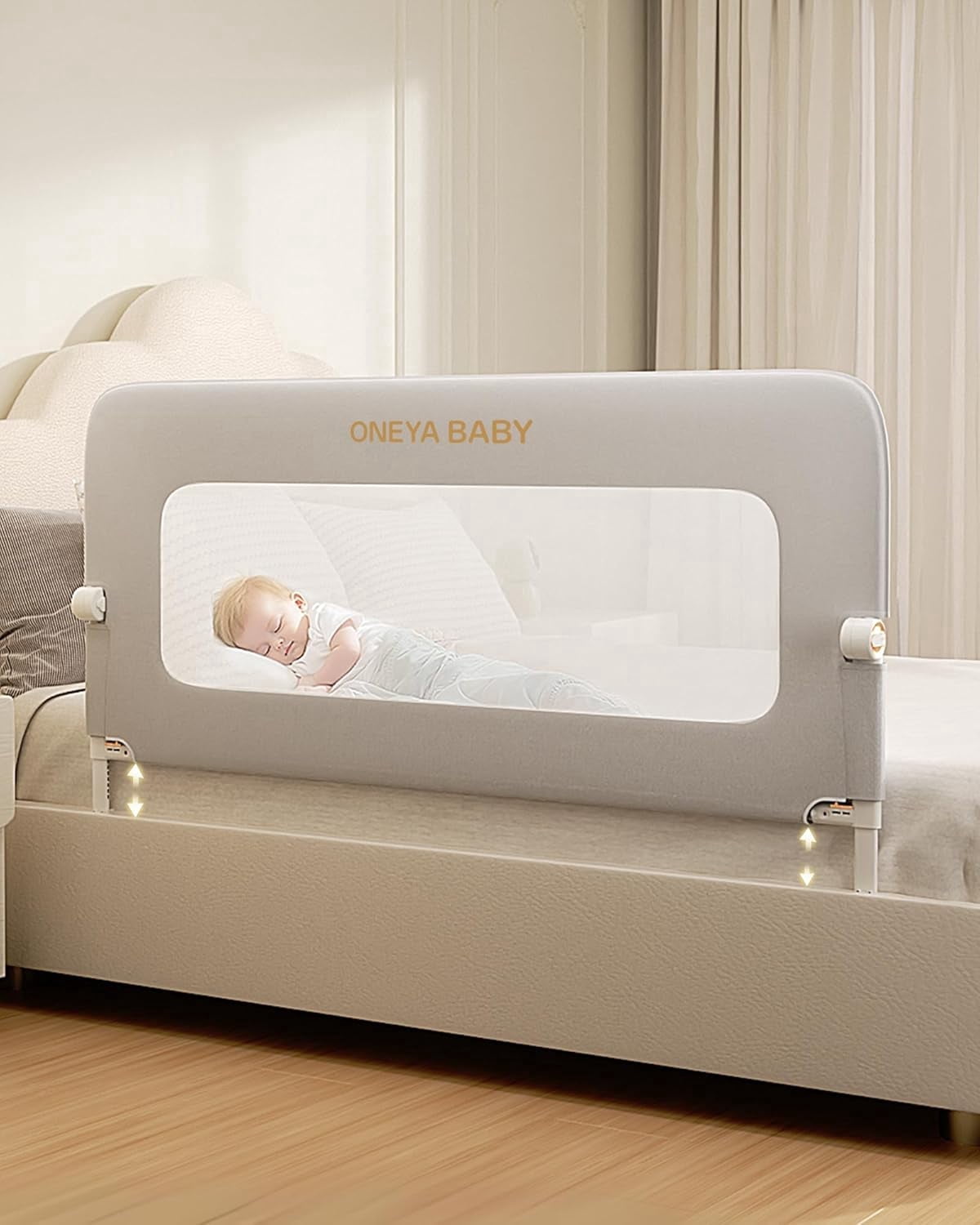 59 In Thickened Bed Rail for Toddlers, Extra-Tall & Swing-Down Baby Bed ...