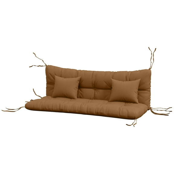 59" Tufted Bench Cushions & Throw Pillows, Replacement Bench Seat Pad, Back & 2 Pillows for Outdoor Furniture, Tan