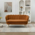 59"W Accent Sofa Couch, Modern Loveseat Sofa with Gold Metal Legs, Two