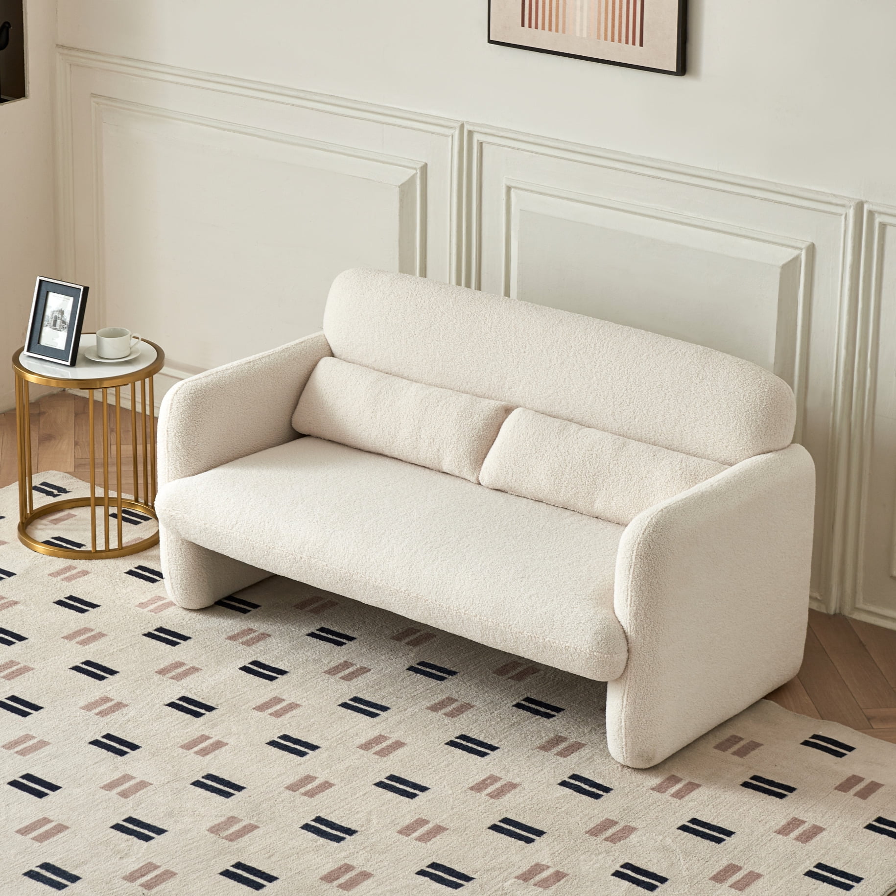 59’’ W Modern Loveseat Sofa Couch Lamb Fabric Upholstery Sofa Couch ...