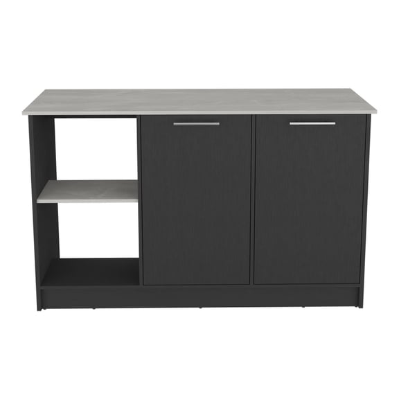 59" W x 25.1" D Countertop with Open & Enclosed Storage / Ideal for Meal Prep and Alternative Dining in Kitchen