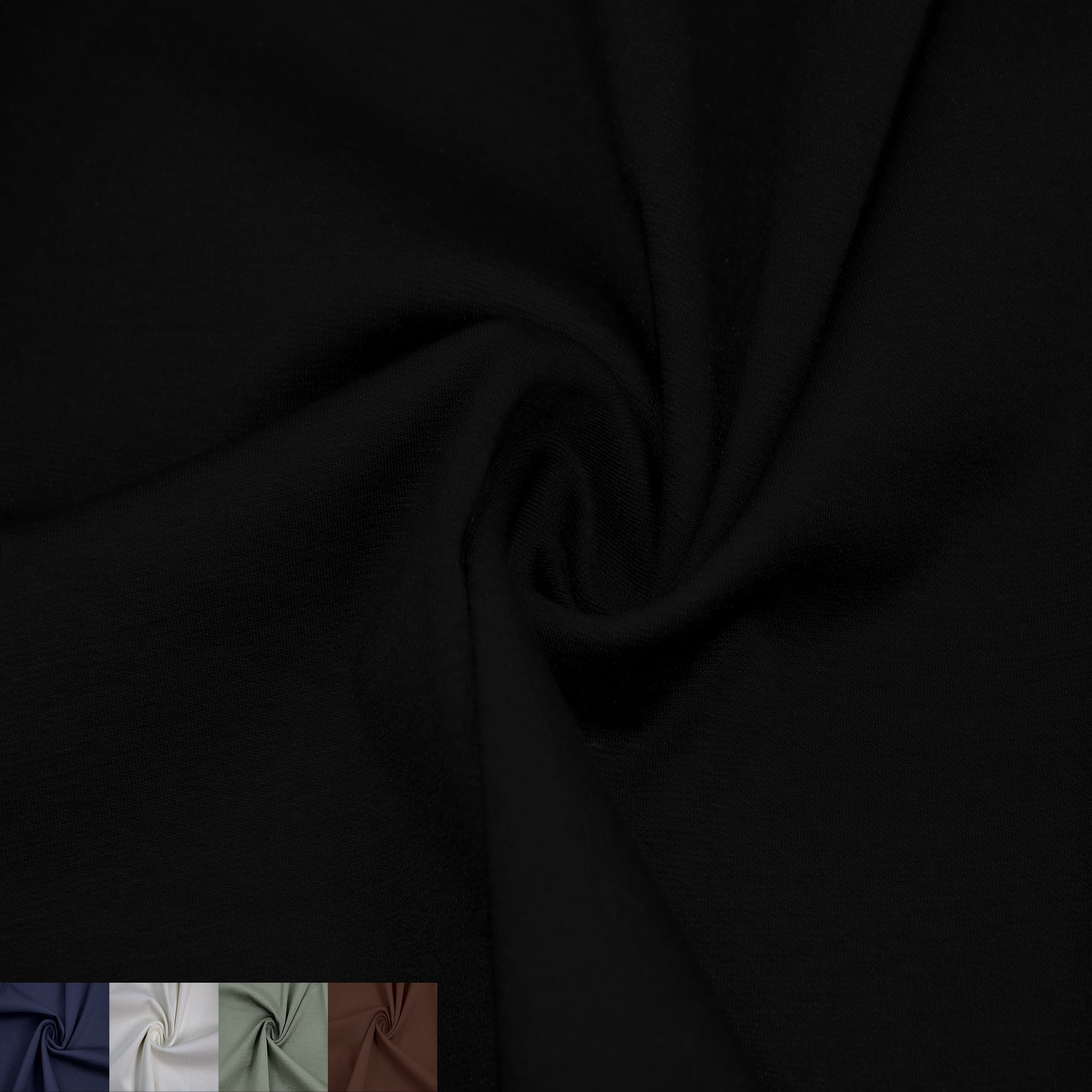 59" Wide Rayon Nylon Spandex Ponte Knit Fabric by the Yard - 310 GSM, Heavyweight, Smooth - Apparel, Dresses, Skirts, Tops, Accessories, Headband & DIY Projects- Black