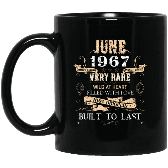 59 Years Old 59Th Birthday Vintage June 1967 Bday Gift Coffee Mug, 15oz Black Cup
