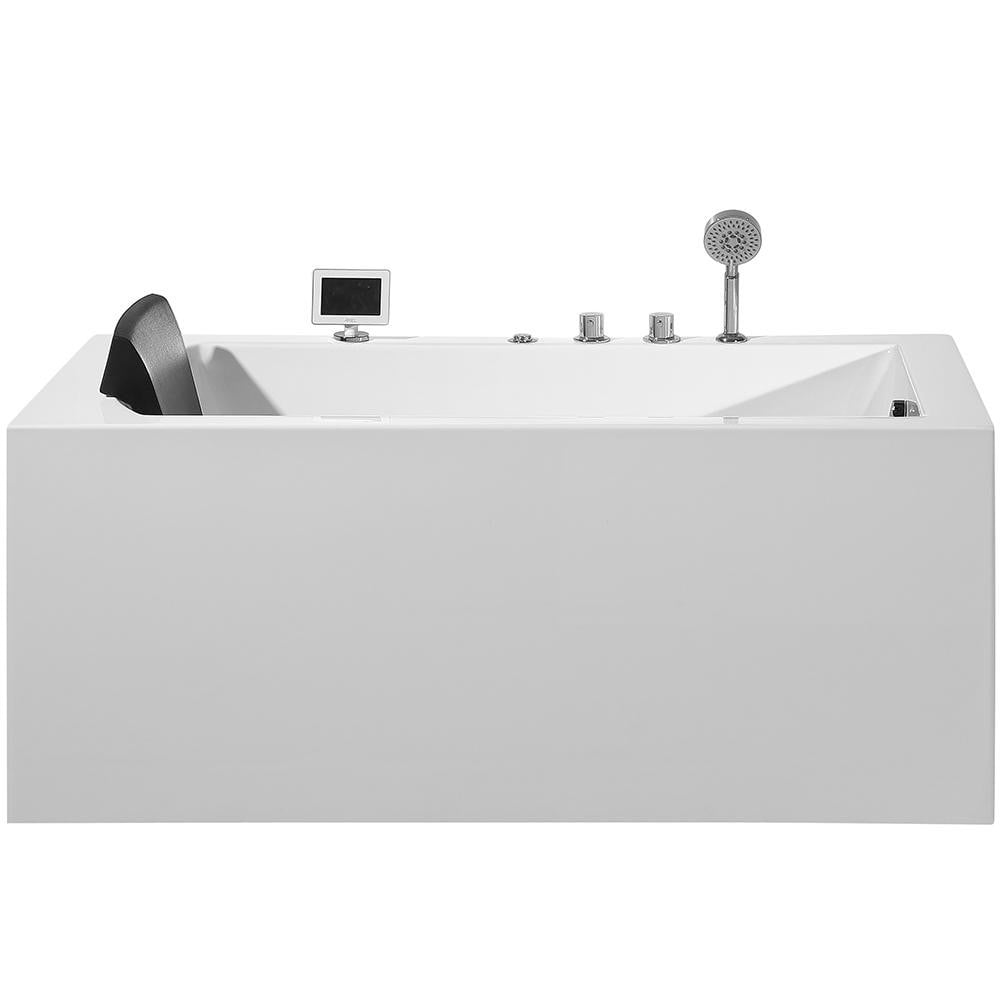 White Acrylic Alcove Whirlpool Bathtub with Jets