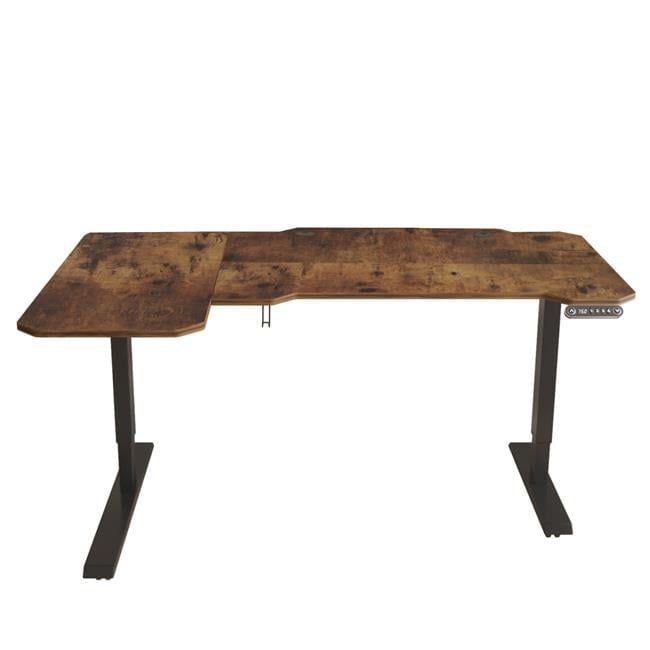 59 in. Adjustable Brown & Black L-Shape Standing Desk