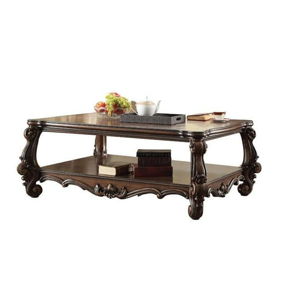 59 in. Cherry Oak Manufactured Wood Coffee Table with Storage