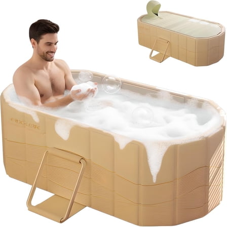GAMBE 59 in Foldable Bathtub for Adult Kids , Hot Ice Soaking Tub Bathroom
