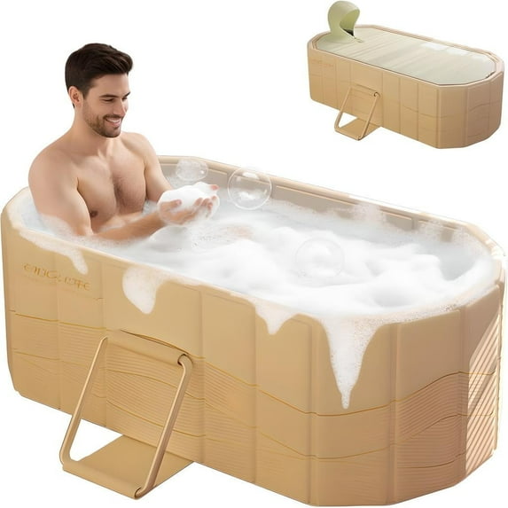 GAMBE 59 in Foldable Bathtub for Adult Kids , Hot Ice Soaking Tub Bathroom