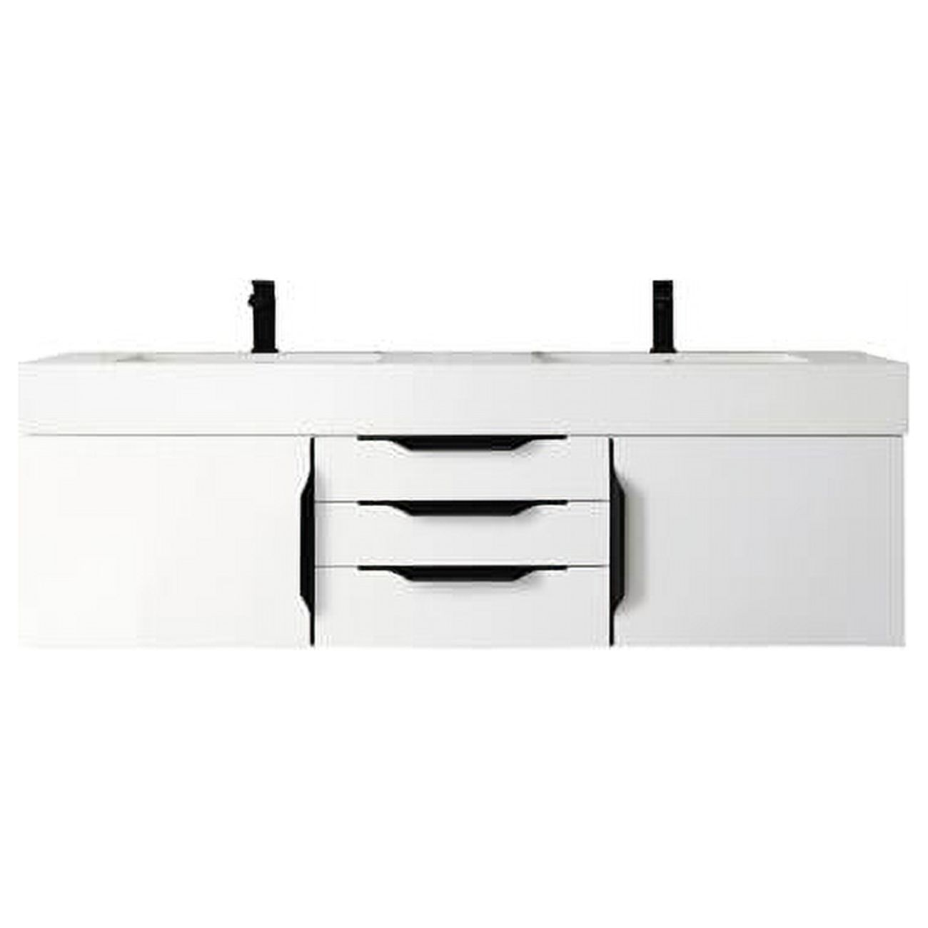 Merce Vanity 59 in. Mercer Island Double Vanity, with Composite Top, Glossy White ...