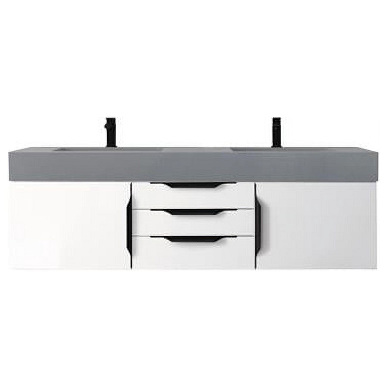 Merce Vanity 59 in. Mercer Island Double Vanity, with Dusk Glossy Composite Top ...