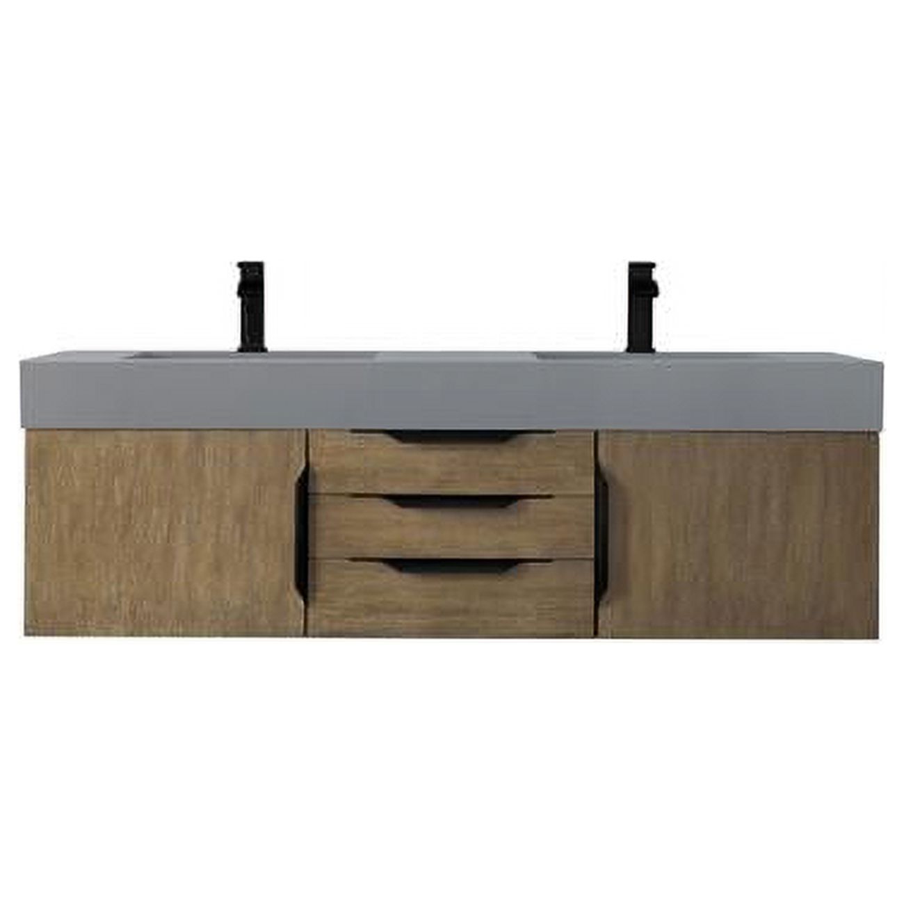 Merce Vanity 59 in. Mercer Island Double Vanity with Glossy Composite Top, Latte Oak ...
