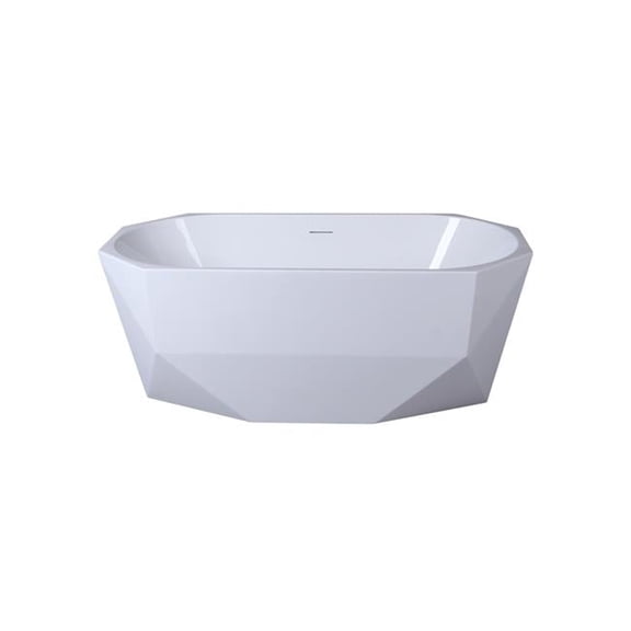 59 in. Soaking Diamond Style Bathtub, Glossy White