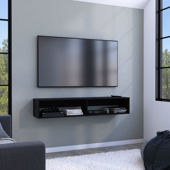 59-inch Entertainment Shelf with Open Storage Spaces / Organize Media Devices