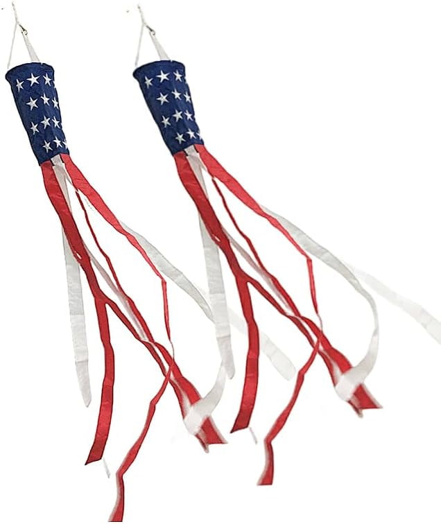 59 inch (Set of 2) American Flag Windsock Heavy Duty Outside,4th of ...