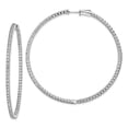 thumbnail image 1 of 59 mm Sterling Silver Rhodium-Plated CZ In & Out Hinged Hoop Earrings, Polished, 1 of 1