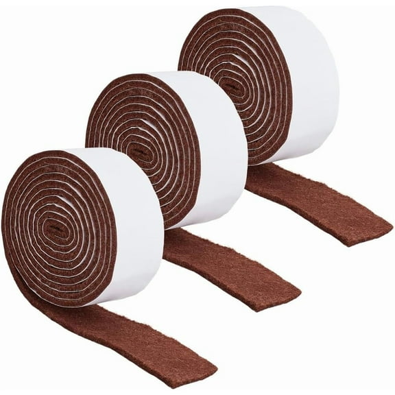 59" x 1.1" 3 Rolls Thick Self Stick Felt Furniture Pads Brown Adhesive Backing Heavy Duty Furnitures Protect Surfaces Tapes Strip Roll for Protecting Hardwood Surfaces Floors Chair Wall