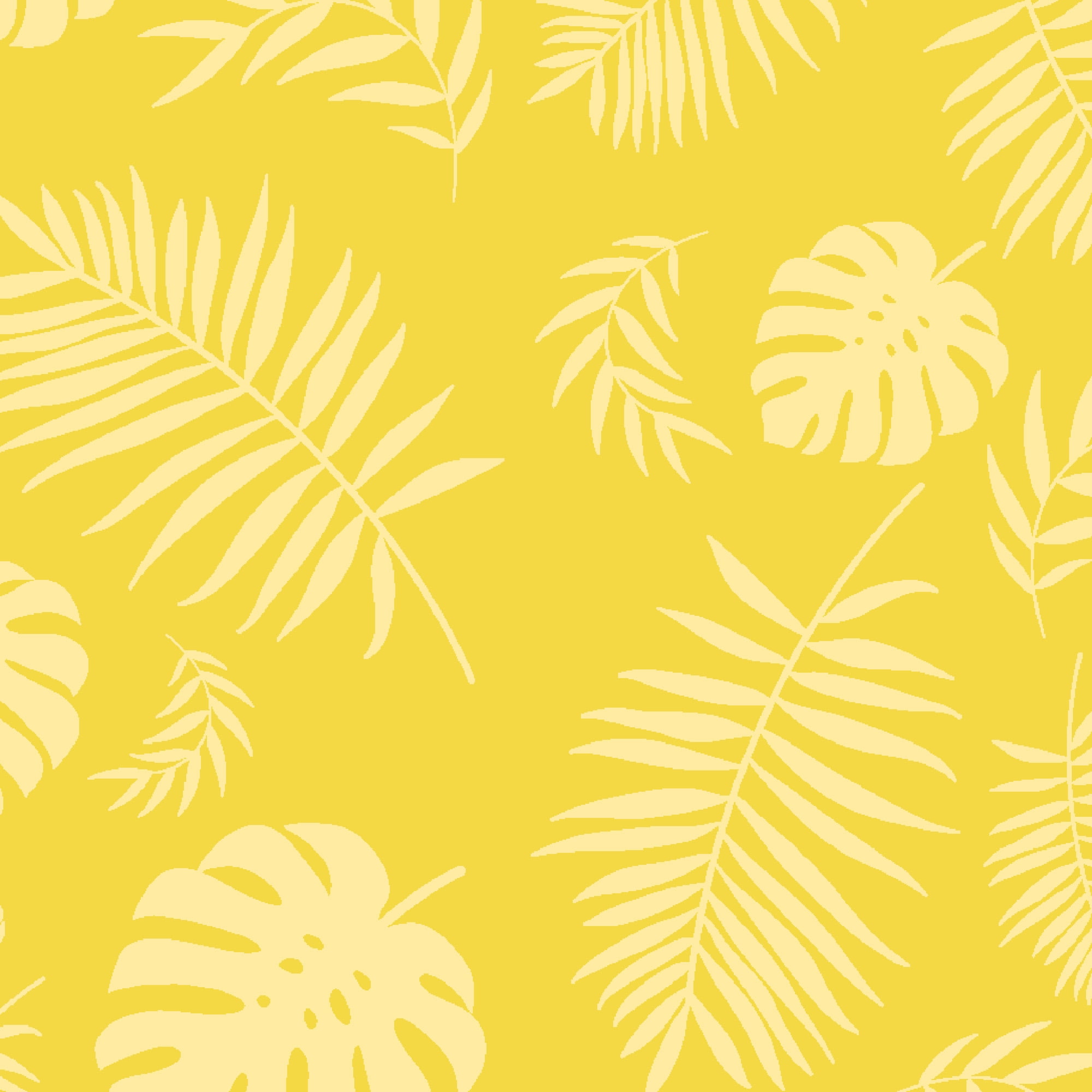 59" x 1 Yard Precut Microfleece Fabric, 100% Polyester, Yellow Tropical Leaves Design