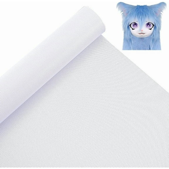 59 x 11.8 Inch White Fursuit Eyes Mesh 0.8mm PVC Plastic Mesh Net Waterproof Printable Sheet Fabrics Blank Handicrafts for Furries Cosplay Props Craft Making Sculpting Home Decor