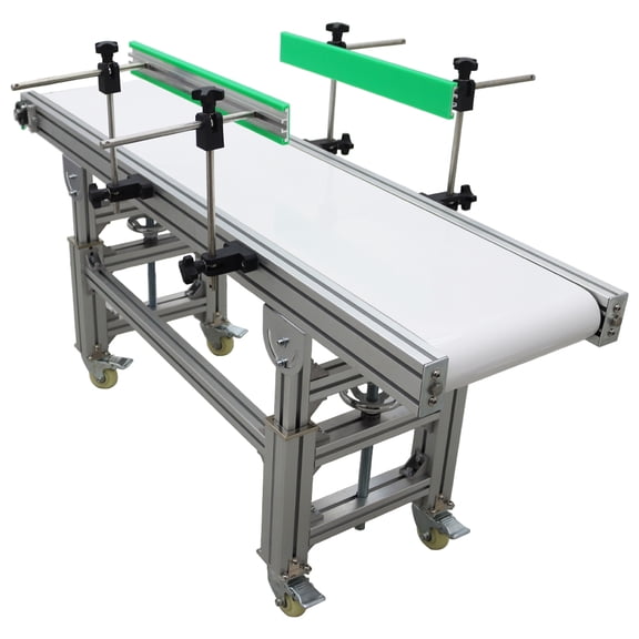 59''x 11.8'' White PVC Belt Conveyor Aluminum Frame for Packing Shipping Adjustable Height/Speed