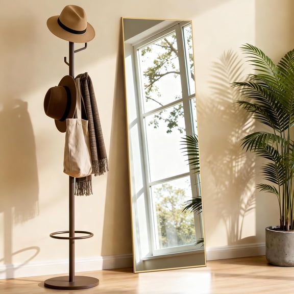 59" x 16" Full Mirror,Tempered Glass Shatterproof Full Length Mirror with Stand, , Wall Mounted Leaning for Bedroom Living Room Entryway
