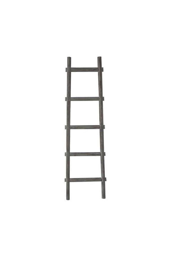 59 x 18 x 2 in. 5 Step Decorative Shelve Ladder, Grey - Wood