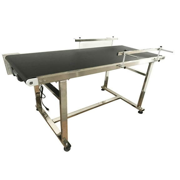59''x 19.7'' PVC Belt Conveyor Machine with Double Guardrail for Packing Shipping