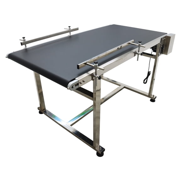 59''x 27.56'' PVC Belt Conveyor Machine with Double Guardrail for Packing Shipping