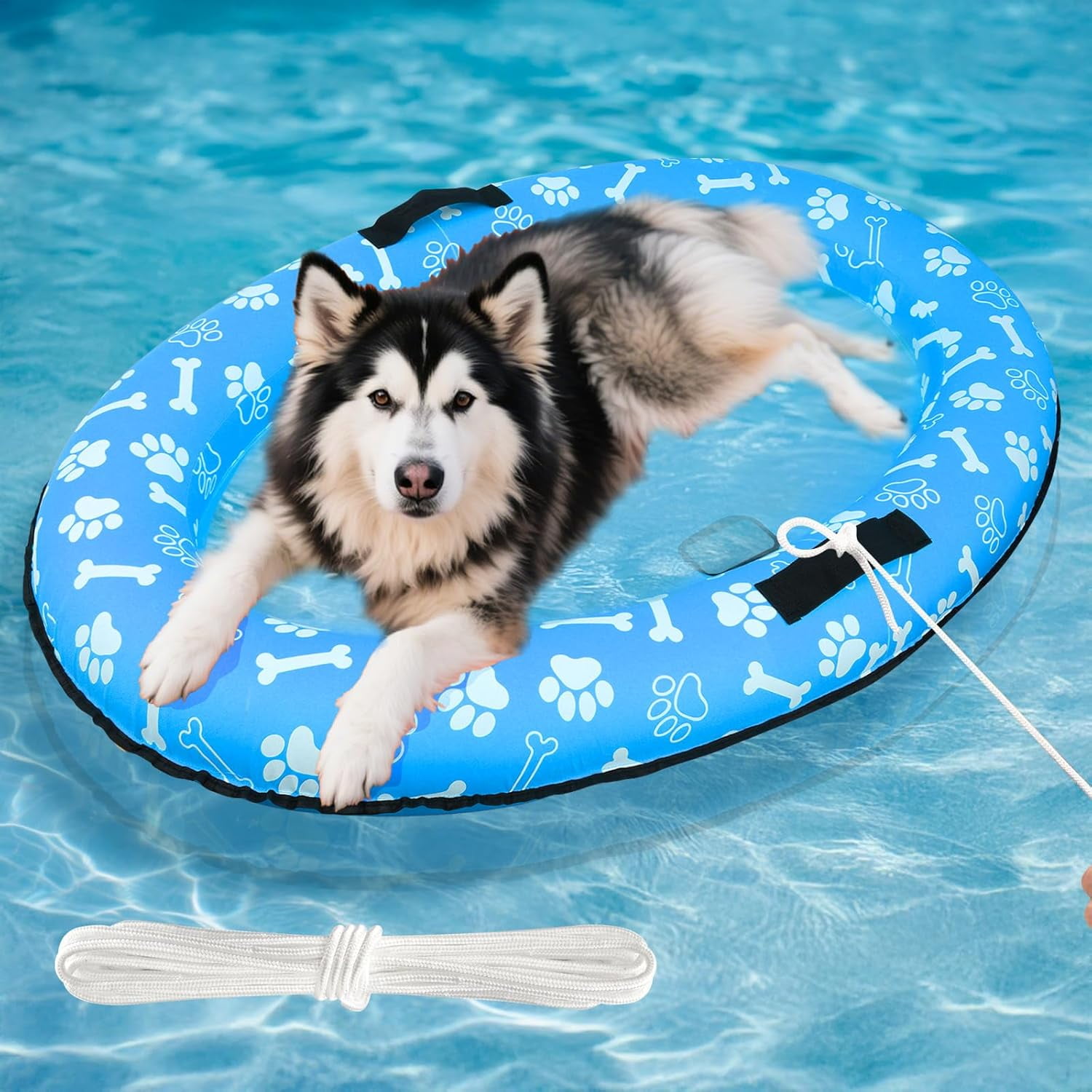 59'' x 39''Inflatable Dogs Pool Float with Rope - Tear Resistant Oxford ...