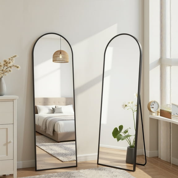 59"x16" Arched Full Length Mirror Full Body Mirror Floor Mirror Standing Hanging or Leaning Wall,Black