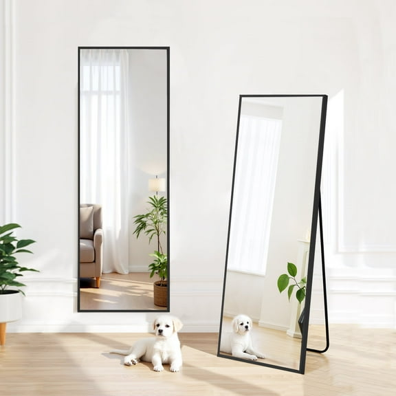 59"x16" Full Length Mirror Standing Rectangle Floor Mirrors Body Dressing Wall-Mounted Mirror, Black