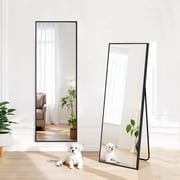59"x16" Full Length Mirror Standing Rectangle Floor Mirrors Body Dressing Wall-Mounted Mirror, Black