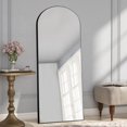 thumbnail image 1 of 59"x20" Arched Full Length Mirror Floor Mirror with Stand Black, 1 of 7