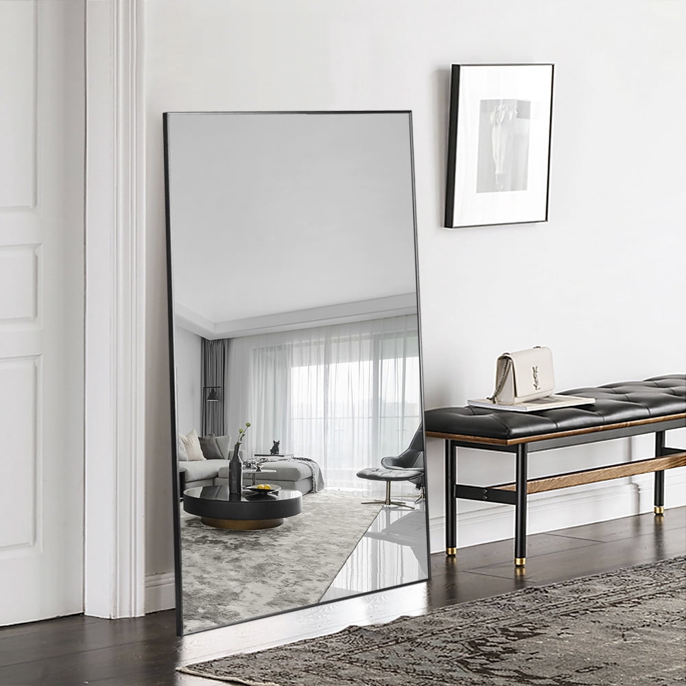 59"x35" Black Modern Full Length Mirror