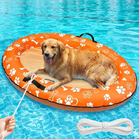59"x39" Large Dog Pool Float, Inflatable Dog Floats for Lake, Dogs Pool Raft with Rope, Tear-Resistant Stable Support Puppy Floatie for Small Medium Large Doggies, up to 100 Lbs