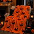thumbnail image 1 of 59''x78'' Halloween Embroidered Blanket Cute Pumpkin Soft Cozy Fleece Throw Blankets for Couch Sofa Bed Warm Plush Holiday Decor Seasonal Throw Blanket, 1 of 9