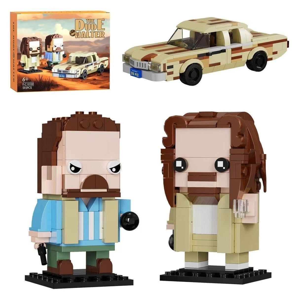 592 PCs 90s Cult Film Building Set with Vintage Car & Mustache Detective - Adult Collector Model Kit Compatible with Major Brands, Walmart Exclusive Gift for Teens 6+