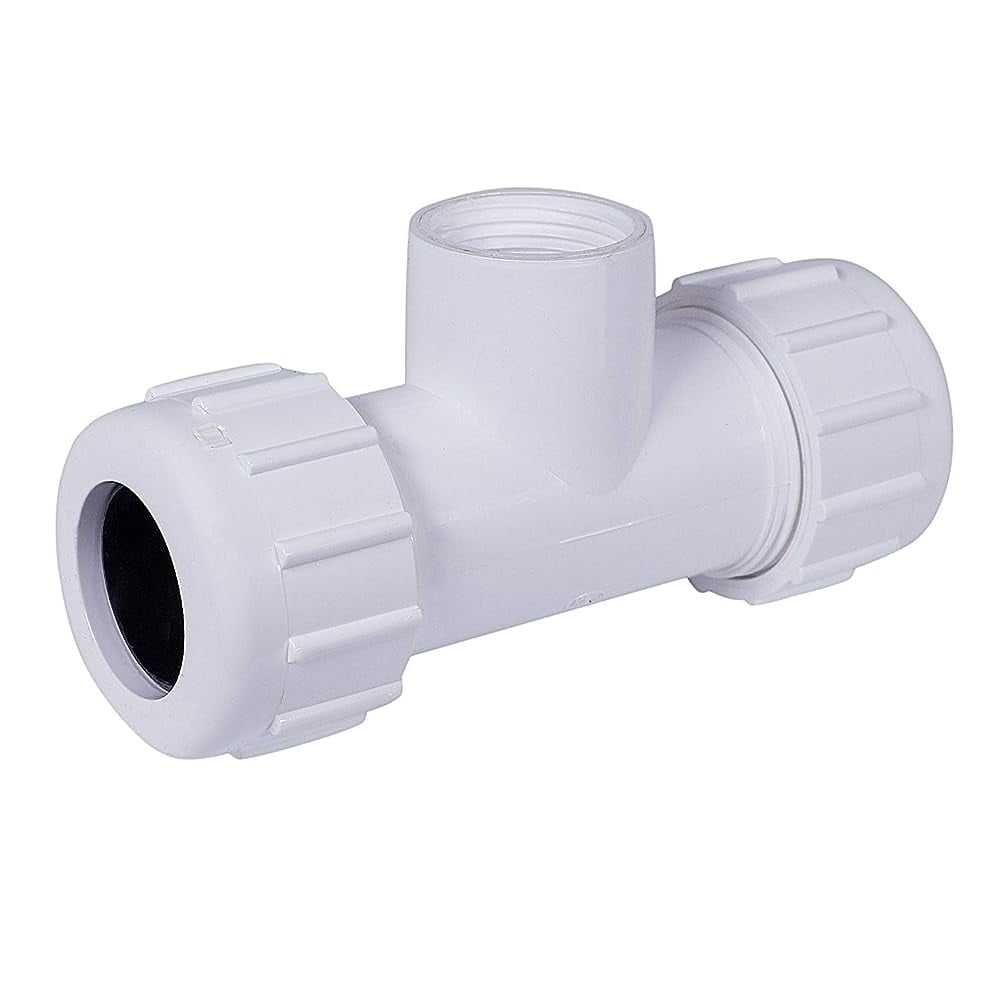592DU114 PVC Compression Tee Pipe Fitting with FIP Branch; 11/4