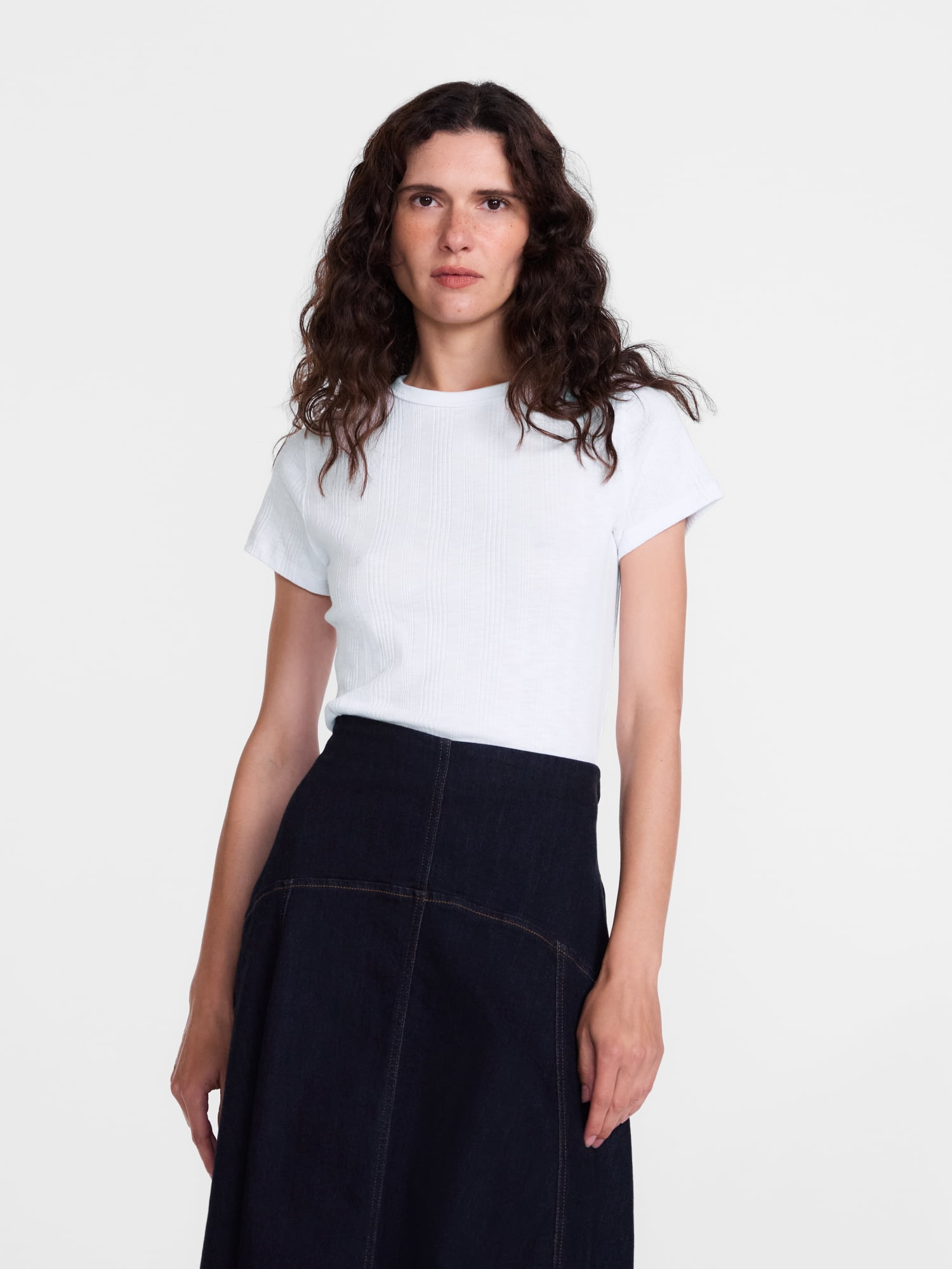 Scenario Women's Variegated Rib Tee with Short Sleeves, Sizes XS-XXXL