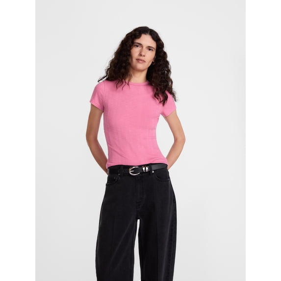 Scenario Women's Variegated Rib Tee with Short Sleeves, Sizes XS-XXXL