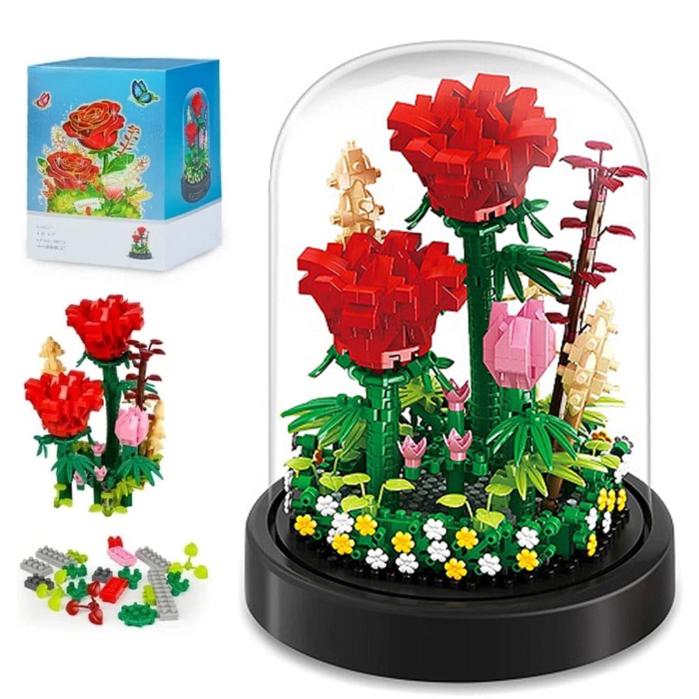 Rose Flowers Bouquet Building Block 3D Model Toy Valentine Day Rose Flower  Romantic Kit Assembly Building Toys Girl Gifts