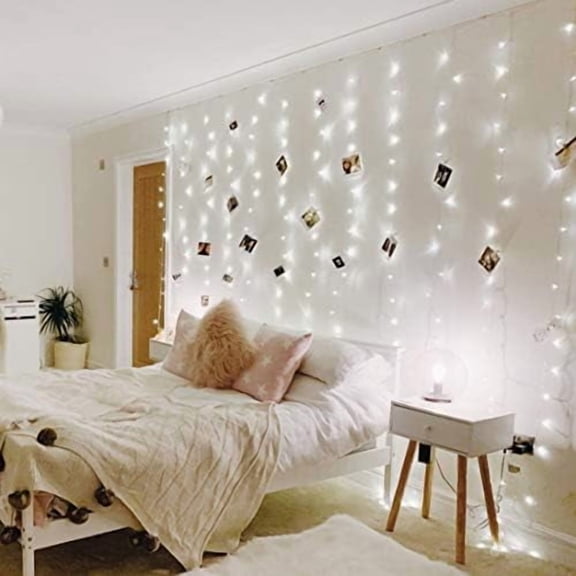 594 LED Curtain Lights Cool White, Hanging Fairy String Lights for Bedroom Wall, Indoor Outdoor Backdrop Lights for Wedding, Party, Patio Gazebo (20x10ft, 27 Strings, 9" Apart)