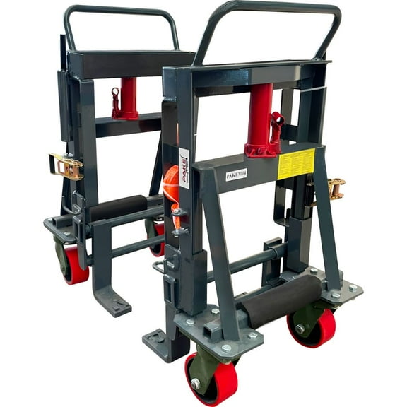 5940 LB. Cap, Hydraulic Machinery & Equipment Mover, Adjustable Forks, Swivel Steel Wheel, 6" Lift Height, 2 Straps