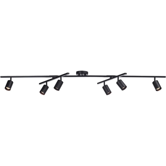 59463 6-Light Track Lighting, Matte Black Finish, Center Swivel Bars, Adjustable Heads, Dimmable, GU10 Base, Modern Industrial Design