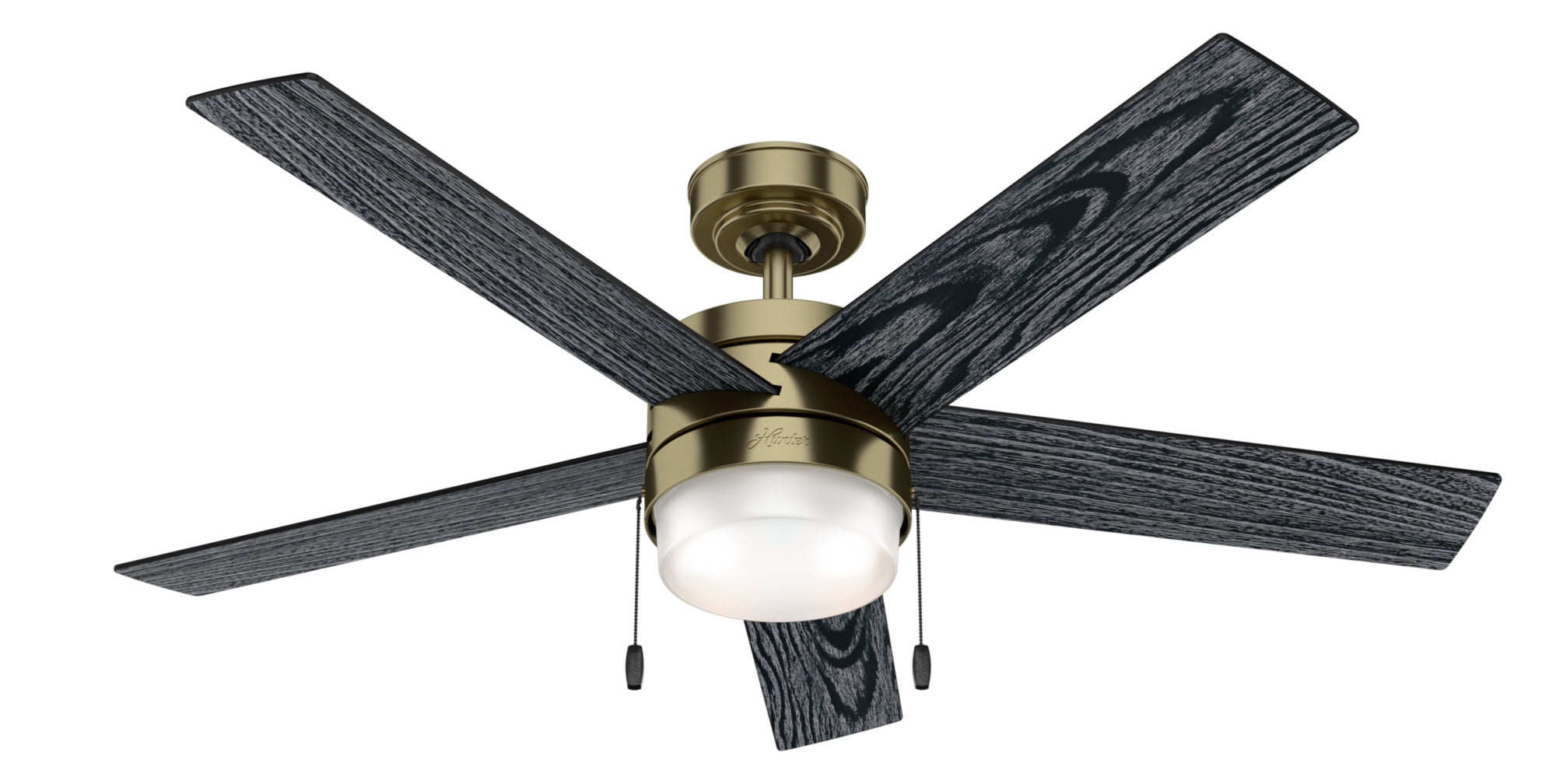 52" Modern Brass Ceiling Fan with LED Light and Reversible Blades